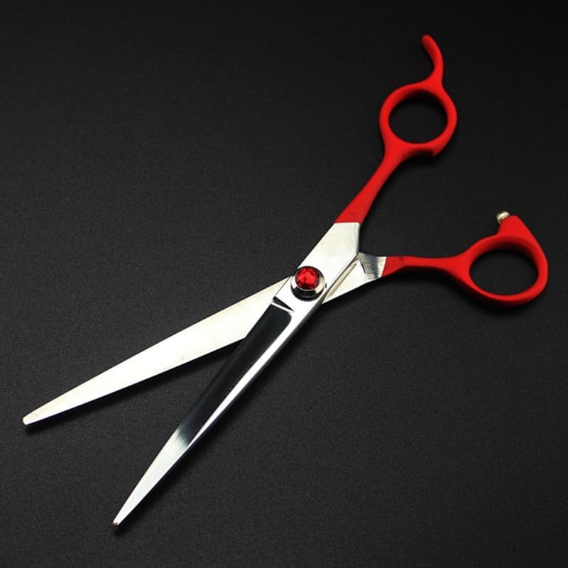Dog Grooming Scissors Shears, 5 PCS Japan 440c 7 Inch Red Pet Dog Grooming Hair Scissors Cutting Barber Pet Thinning Shears Tools Hairdressing Scissors (Color : 40 teeth set)