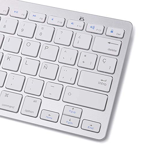 BORIYUAN Tableta Teclado Bluetooth, Teclado inalámbrico en español para Mac iPad iPhone iOS Android Windows Smart TV