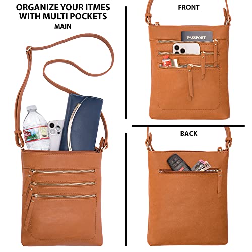 Image of Solene Crossbody Bag Functional Multi Pocket Messenger Purse Top Zip Closure Shoulder Handbag With Adjustable Strap