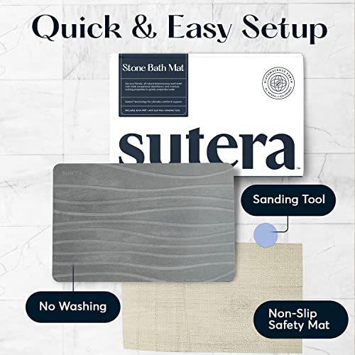 SUTERA - Stone Bath Mat, Diatomaceous Earth Shower Mat, Non-Slip Super Absorbent Quick Drying Bathroom Floor Mat, Natural, Easy to Clean (23.5 x 15 Gray) by SUTERA - Image 4