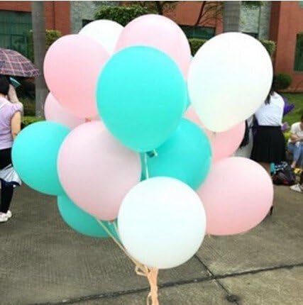 Fascola 60pcs 10inch Mixed Mint Green Pink White Latex Balloons Wedding Baby Girl Shower Birthday Party Decoration