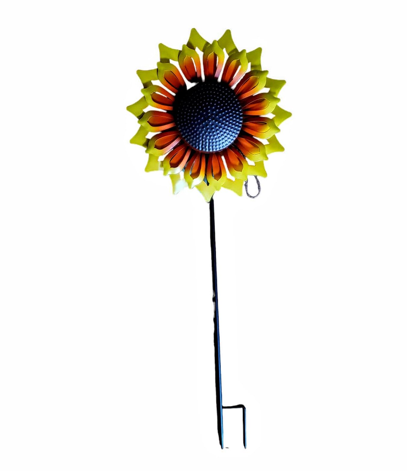 60” Sunflower Solar Wind Spinner Garden Stake - - 14 Inch Spinner Diameter