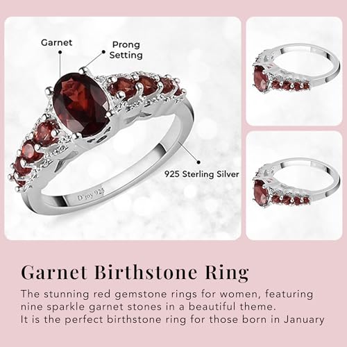shop lc delivering joy 9 stone garnet ring for women in 925 sterling silver - january birthstone promise engagement vintage red garnet jewelry birthday gifts for womens