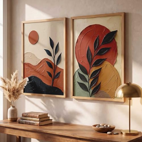 Image of kotart BOHO Art Wall Painting Home Decoration With Frame For Living Room Bed Room Hotel Wall Decor Digital Reprint Engineered Wood Set of 2 (14 X 20 INCH)