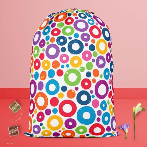 Image of ArtzFolio Colorful Circles D1 | Reusable Sack Bag | Bag for Gym, Storage, Vegetable & Travel