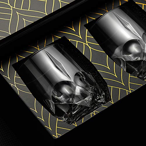 World’s First Eco-Friendly Crystal Whiskey Glasses - European Crafted Set Of 2 Iconic Glass Tumblers (11.7Oz) For Scotch, Bourbon, Old Fashioned Cocktails & Drinks - Elegant Gold Foil Gift Box #TOP2
