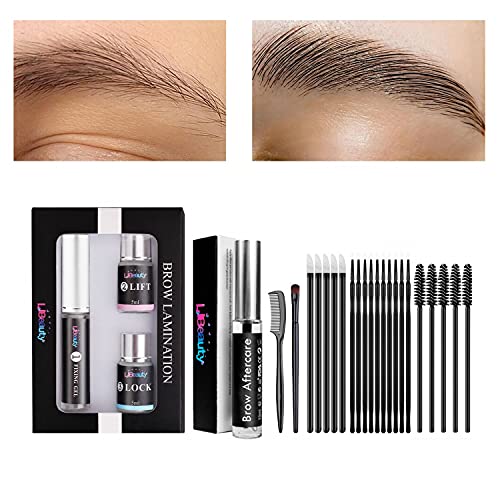 Libeauty Eyebrow Lamination Kit Mini Eyebrow Lift Lasting 8 Weeks Professional or Home Use, Semi-Permanent Curling Perming Wave Lotion & Liquid Set