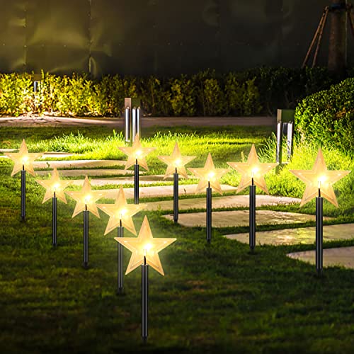 Daromigo 10 Stück LED Garten Leuchtstäbe Stern, Weihnachtslichter...