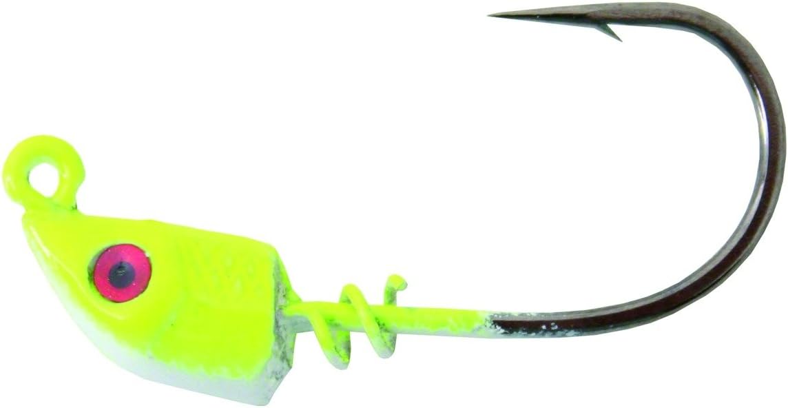 Bass Assassin Lures 1/4-Ounce Spring Lock Jigheads, Charteuse Flash, 2/0, 3 Count