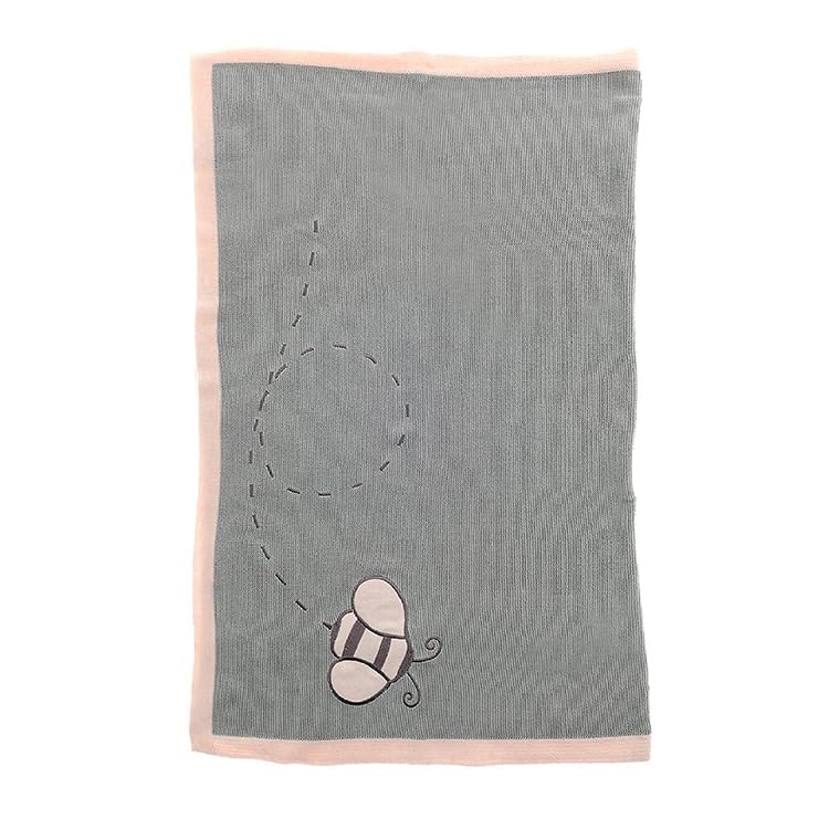 Ziggle Baby Cotton Blanket, Sage Green Bee
