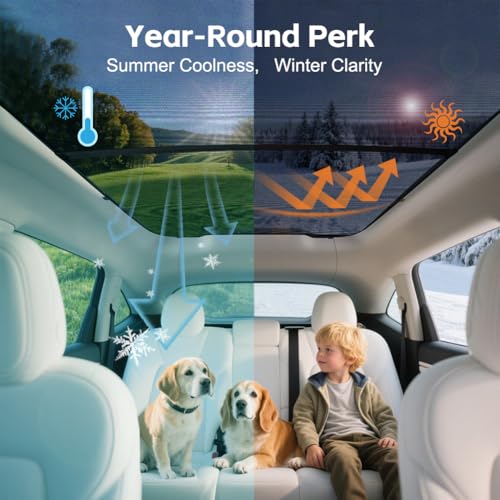 Image of Lightweight mesh Sunshade Roof for Tesla Model Y(2020-2025),2 in 1 Upgraded Sunroof Windshield Shade,Foldable Front & Rear Sunroof UV & Heat Insulation Glass Roof Sun Shade for Model Y Accessories