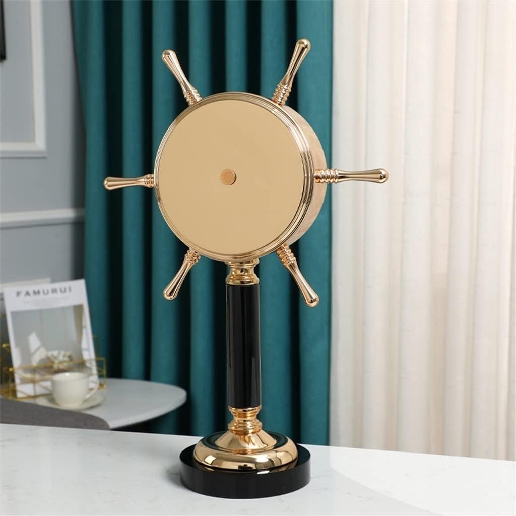 FMURY Metal Desk Clock Living Room Entrance Mute Desk Clock Bookshelf Wine Cabinet Home Abstract Art Ornaments(D)