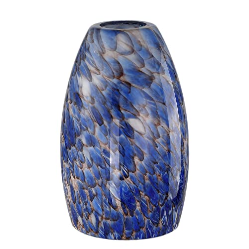 Image of Hand Blown Art Glass Lamp Shade for Lighting Fixture Replacement Oval Glass Shade Height 7.48inch,Fitter 1.65inch,Max Diameter 4.7inch for ceiling pendant lights for kitchen (Blue)