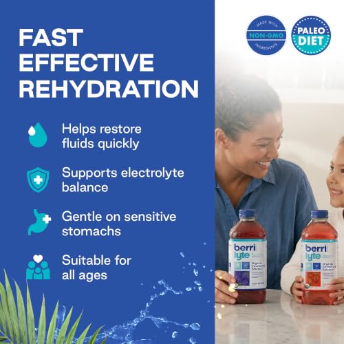 Image of Berri Lyte Organic Electrolyte Drink - Cherry Flavor - Plant-Based Hydration with Coconut Water, Natural Electrolytes, USDA Organic for Kids & Adults, 1 L, 4-Count