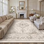 HUGEAR Vintage Beige Rugs Living Room Washable Non Slip Large Area Rug 240x300cm Bedroom Kitchen Hall Lounge Office Dining Room Indoor Carpet Low Pile Big Carpets