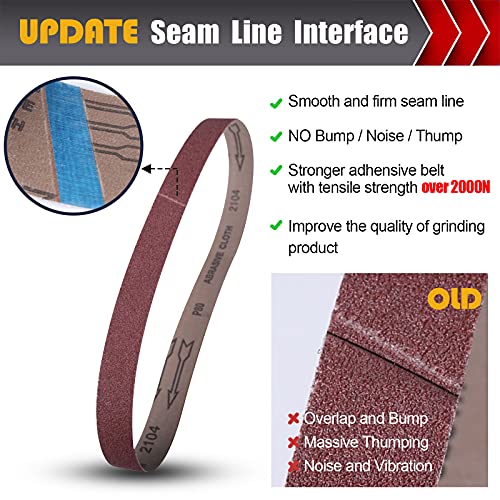 (12PCS) BOSHCRAFT 1×30 Inch Sanding Belt, Sanding Paper 60/80/120/180/240/400 Grits Assortment Aluminum Oxide Sanding Belts for Belt Sander Premium Knife Sharpening Woodworking Metal Polishing