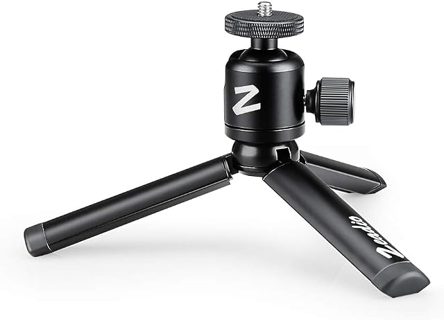 Zeadio Metal Mini Tripod + Ball Head mount, with 1/4 Inch Screw Desktop Tabletop Stand Tripod for Smooth 4, Osmo Mobile, Vimble 2, Gimbal Handle Grip Stabilizer and All Cameras