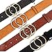 Gackoko Women Leather Belt for Dress & Jeans Fashion Soft Leather with Double O-Ring Buckle (M, BLACK)