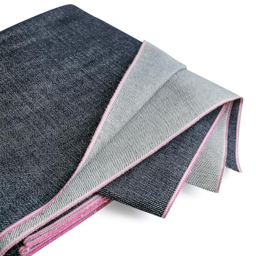 FFTByou 16.5oz Heavyweight Raw Selvedge Denim Fabric｜Vintage Shuttle Loom Woven｜Unwashed Deep Indigo｜35" Wide｜Ideal for DIY Jeans, Jackets, Repairs & Raw Denim Enthusiasts (1 Yard pre Cut)