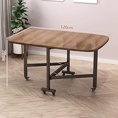 Tavolo da pranzo allungabile con ruote universali, design con foglie a goccia, per ristoranti, soggiorni e terrazze, 120 x 70 cm, salvaspazio e versatile