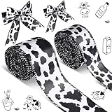 2 Rolls 20 Yards Cow Print Ribbon Cow Print Wired Edge Ribbon Cow Spot Pattern Ornaments Fabric Ribb