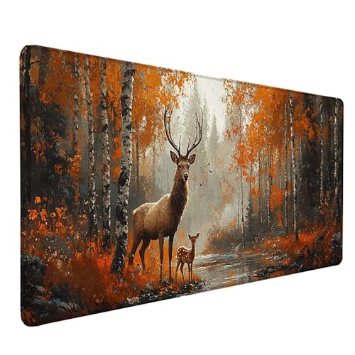 Tapis de souris XXL cerf jaune, une idée cadeau femme originale pour le bureau