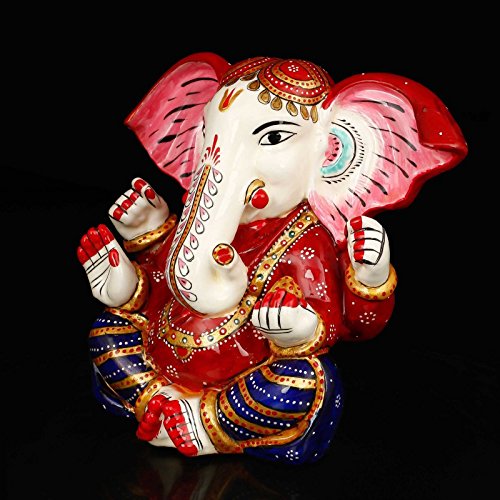 Craftvatika Seated Ganesh Statue - Stone Base Hindu God - Stone Ganesha Statue - Lord Ganesh Idol Diwali Gifts #TOP4