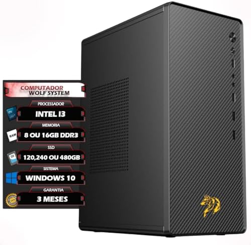 PC Desktop Intel Core i3 4ª Geração, 8GB ou 16GB RAM DDR3, SSD 12...
