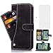 Produktbild Asuwish iPhone 7/8 Hülle,Leder Lederhüllen klappbar Schutzhülle Case Mit Kartenfach Ständer Stand Dünn Stoßfest Hardcase Panzerglas + Handyhülle für Apple iPhone7/7S iPhone8/8S (4.7 Zoll) Schwarz