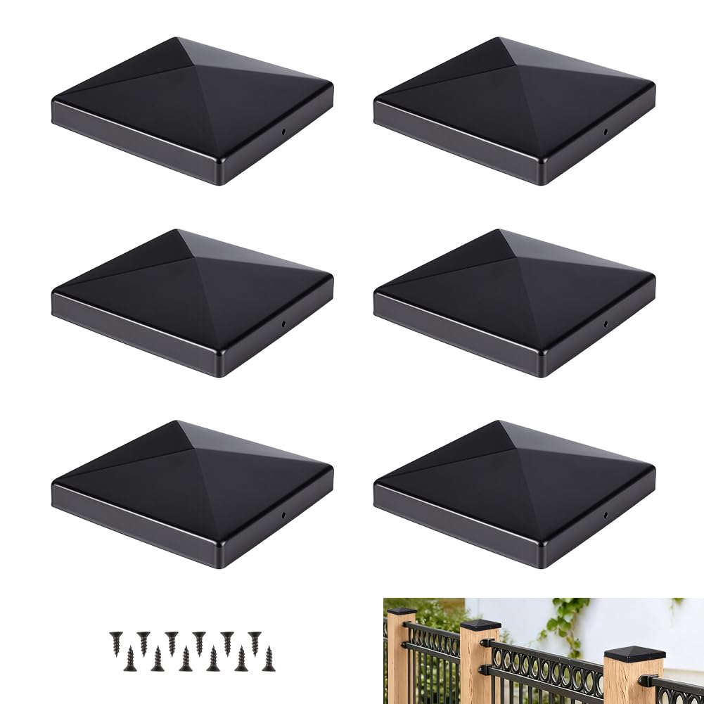 Chapeau de poteau en aluminium robuste noir 14.5cm au design pyramidal haut de gamme