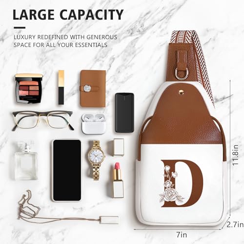 Image of Lizznoe Personalized Crossbody Bag for Women Leather Sling Bags with Initial Letter Chest Bag for Travel, Gift for Mom Wife