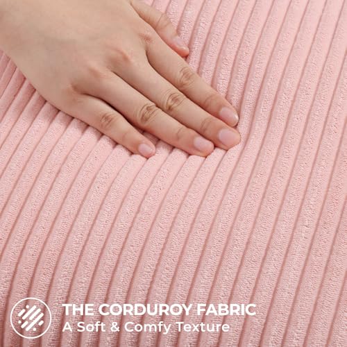 Mecatny Corduroy Decorative Throw Pillow Covers 26x26 Set of 2 for Sofa Living Room, Soft Neutral Boho Couch Pillow Covers for Home Decor, Pink