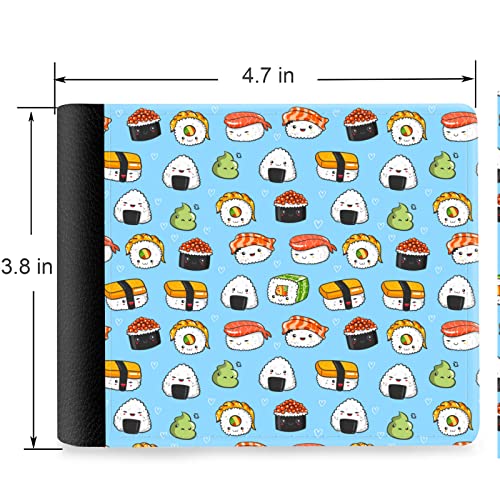 (Funny Sushi Pattern Front Pocket Slim Bifold Leather Wallet RFID Blocking with ID Window for Men2