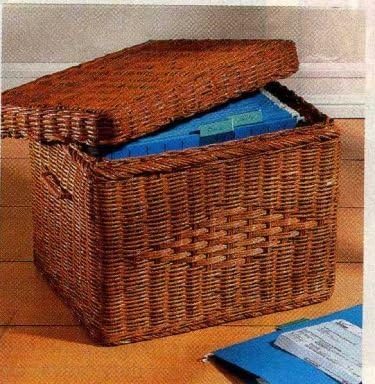Wicker Letter File Basket With Lid,13"