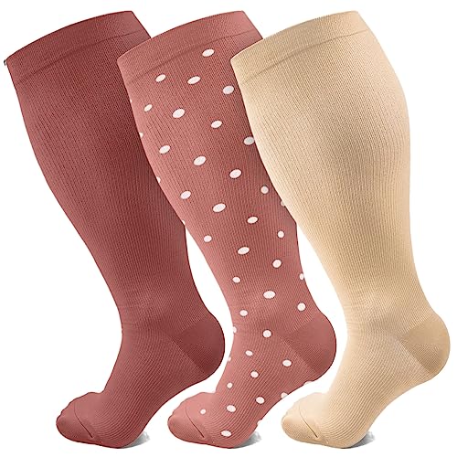 Image of Plus Size Compression Socks for Women Men Wide Calf 15-20 mmHg Extra Large for Circulation Support Recovery