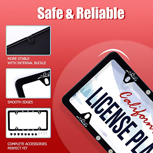 Cute Daisy Flower Yellow Daisies Floral License Plate Frame 1Pack Stainless Steel Car License Plate Frame Cover Accessory Rustproof Car Plate Frame Decor For Us Canada Vehicle Standard Size #TOP1