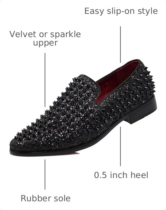 Image of SPK70 Men's Vintage Spike Dress Loafers Slip On Fashion Shoes Classic Tuxedo Dress Shoes