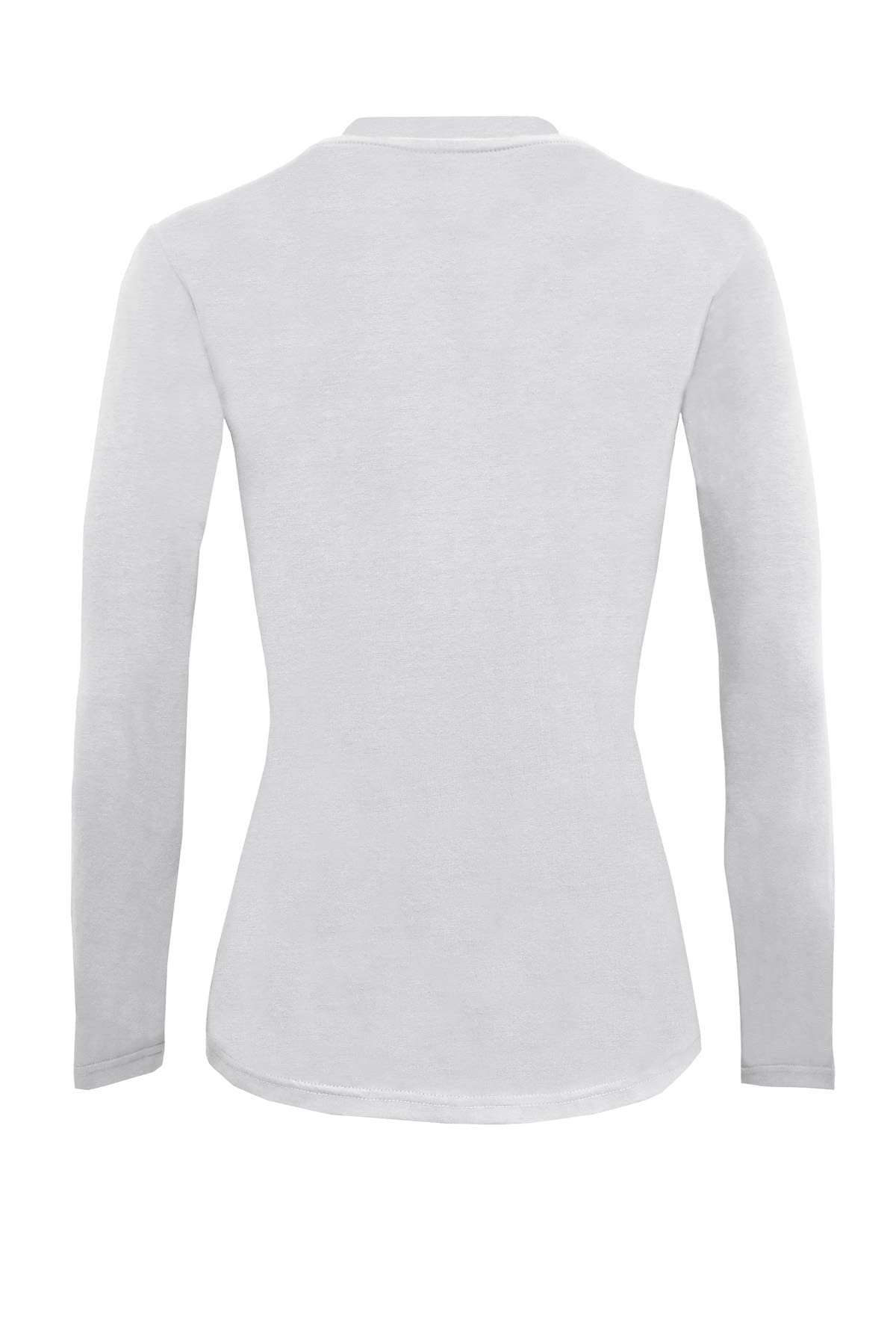 M&M SCRUBS Women's Under Scrub Tee Soft and Breathable Crew Neck Long Sleeve T-Shirt (White, Large)