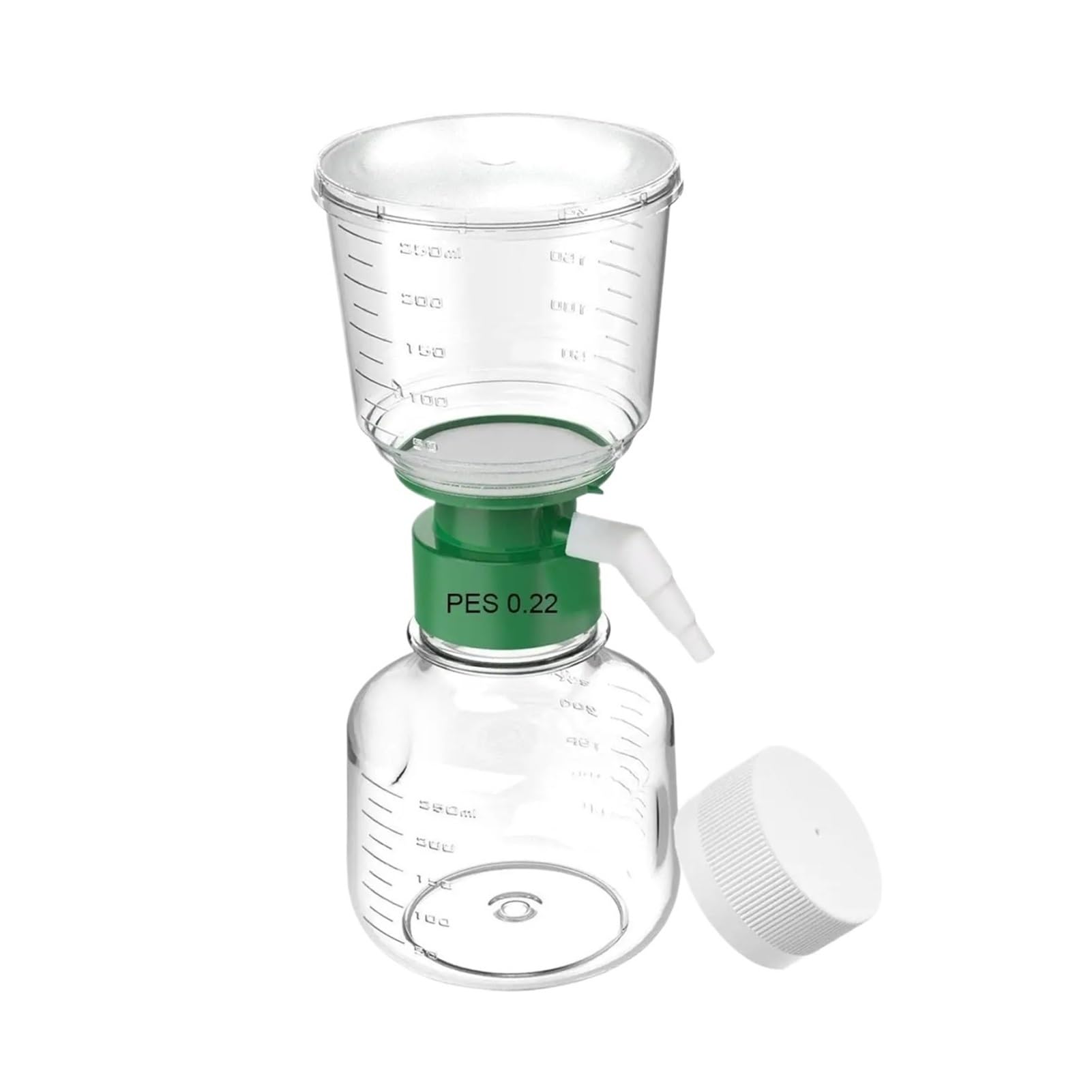 filtración al vacío con tapón de botella estéril Frasco receptor for dispositivo de filtración al vacío estéril de 250/500/1000 ml, 0,22/0,45 µm(500ml - PES,0.22um)