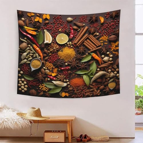 Art mural tapisserie haut de gamme effet 3D motif épices pour décoration raffinée
