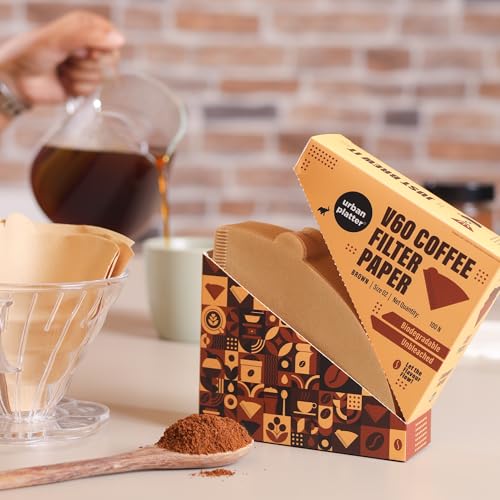 Image of Urban Platter V60 Coffee Filter Paper, Brown, Size 02, 100 Pieces (Unbleached | Ideal for Pour Over Brewing | Biodegradable)