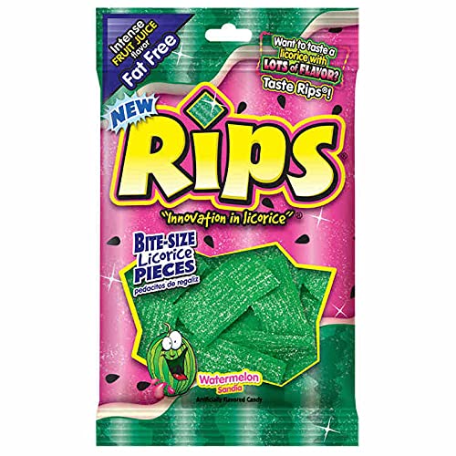 Rips, Watermelon Bite Size Licorice Pieces, 4 Ounce