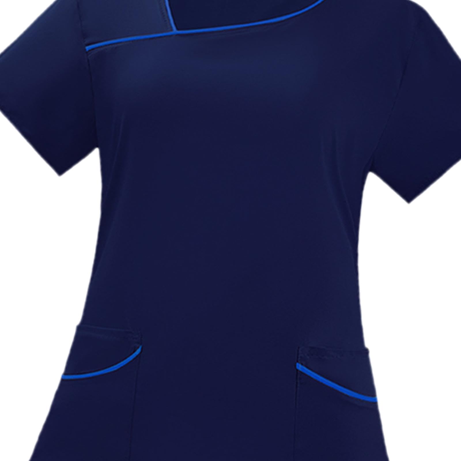 Conjunto de Uniforme Médico para, Ropa de Trabajo para Cuidadores de Mascotas, Ropa de Trabajo para El Sector Salud, Cómodo de Usar, Blusa, L azul oscuro