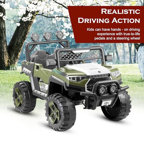 Image of Norman Jr Battery Operated 4x4 ATV Runs on Garden & Sand Surface | Jeep Toy with Remote+Steering+RGB Light+Mp3 USB Music | Rechargeable Car for Kids to Drive 3 to 12 Years | XLarge Size (Apple Green)