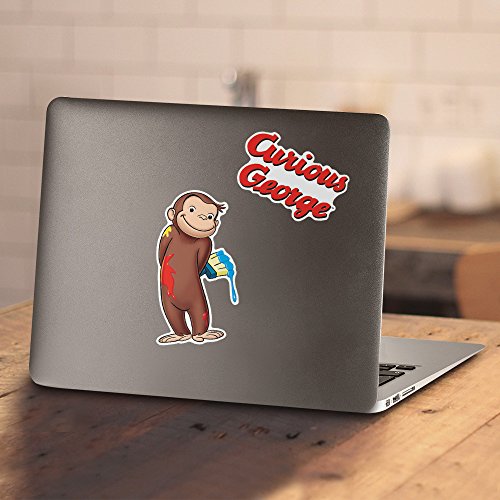 Popfunk Curious George Stitched Face Juvenile T Shirt & Stickers (Youth 7) Navy #TOP3