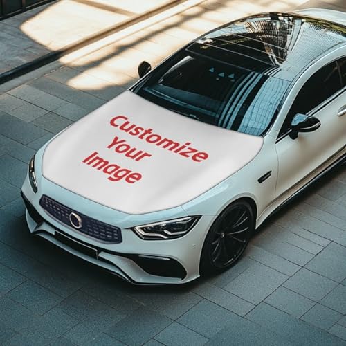 Image of Renewold Custom Personalized Car Hood Cover Protector, Add Your Own Photo Hood Covers for Cars, for Most Sedans Small SUV Truck, Customized Hood Wrap Blanket, Auto Exterior Accessories