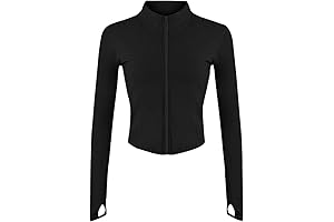 Women’s Athletic Full-Zip Lightweight Workout Jacket with Thumbholes