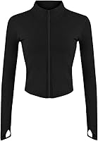 Gihuo Women's Lightweight Zip-Up Cropped Workout Jacket for Running, Yoga & Gym - Slim Fit Athletic Top