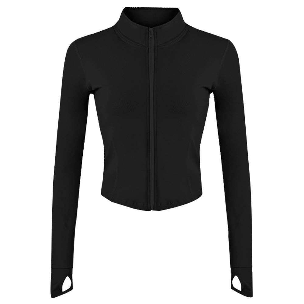 Gihuo Womens Athletic Full Zip Lightweight Workout Jacket with Thumb Holes
