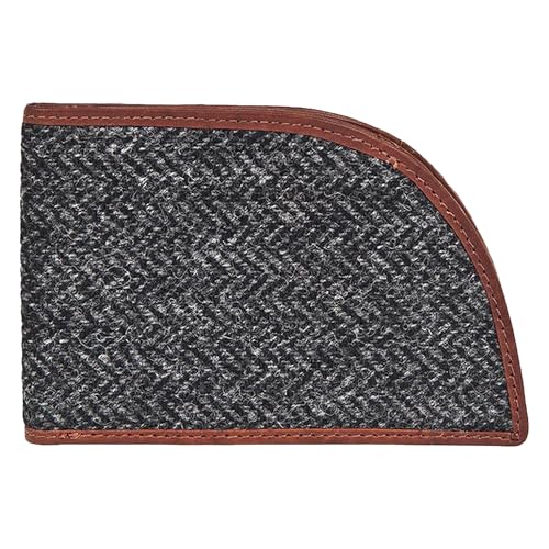 Image of ROGUE WALLET Front Pocket Card Holder for Men - Bedford Tweed & Top Grain Leather Minimalist Billfold - Slim ID Window, Cash Section & Stash Compartment